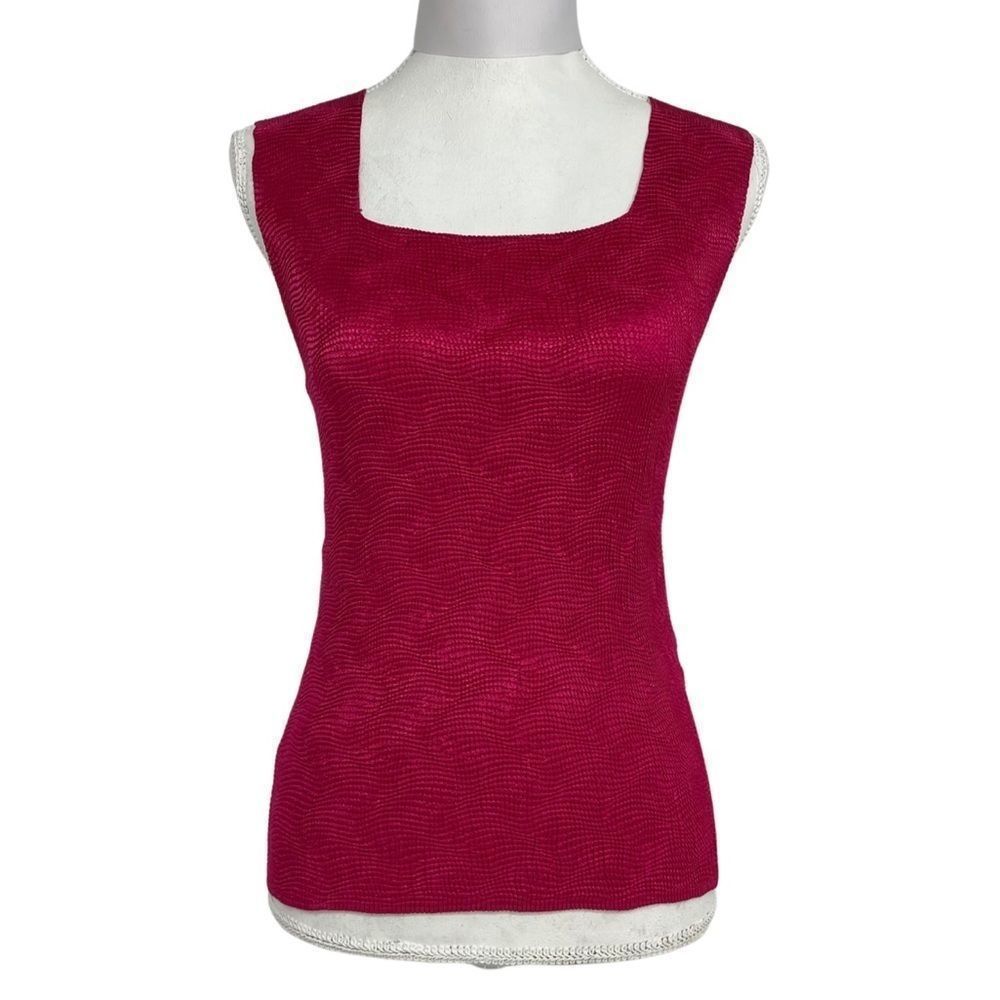 Nicola pink waffle stretch tank top